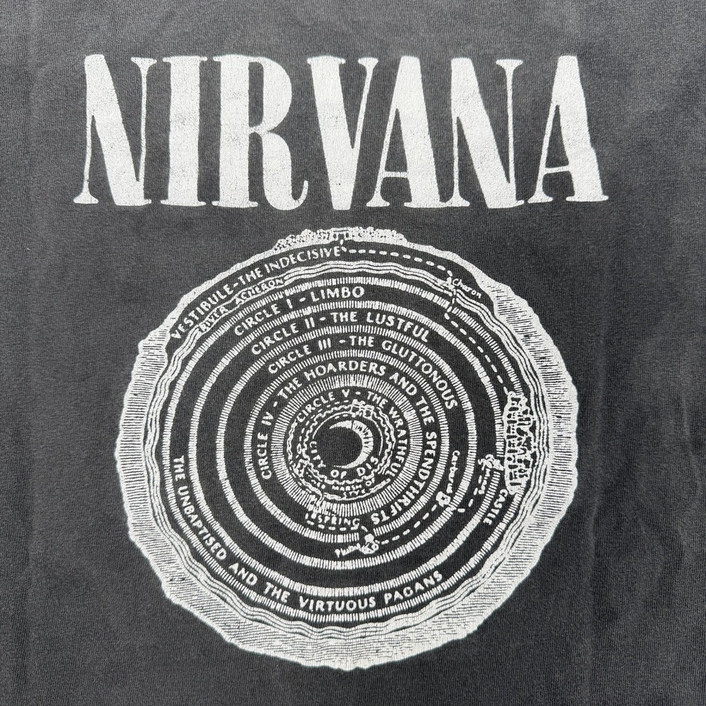 Nirvana Circles of Hell Vintage Graphic T-Shirt Faded Black Distressed XL - Picture 3 of 16
